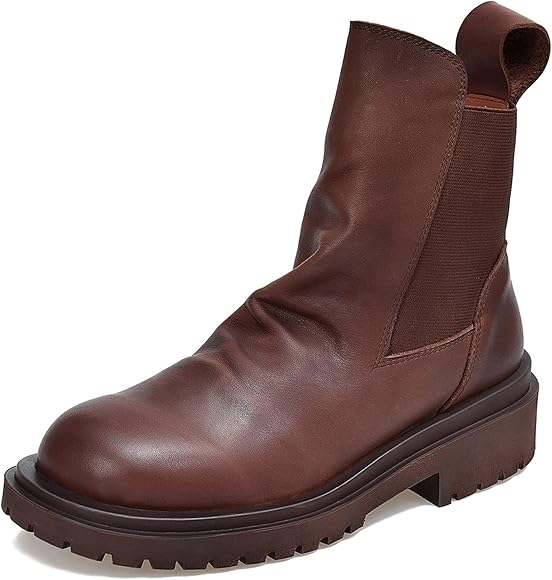 Amazon | [ZUYEE] レディース サイドゴアブーツ 本革 ローヒール